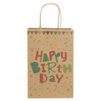Braune Geschenktasche mit Happy Birthday Motiv und...