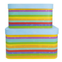 Zwei Aufbewahrungsboxen im Streifen-Design in einem Set aus stabilem FSC-Mix Material