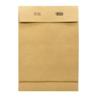 Zehn braune Faltentaschen im Format B4 ohne Fenster, haftklebend mit einem Boden von 4 cm und aus FSC-recyceltem Papier