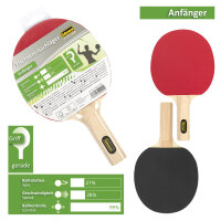 Tischtennisschläger für Anfänger mit FSC-zertifiziertem Holzgriff und buntem Belag für optimale Ballkontrolle