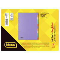 12-teiliges Register-Set für DIN A4 mit 150 g/m² aus recyclebarem Karton in bunter Farbauswahl