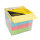 Bunte Zettelbox mit 700 Blatt in verschiedenen Farben, quadratisch mit den Maßen 9 x 9 cm und FSC-Mix-Zertifizierung