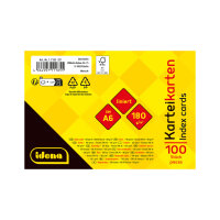 Packung mit 100 linierten Karteikarten in Weiß im DIN A6 Format und FSC Mix-Zertifizierung