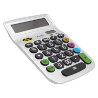 Silberner Tischrechner TR-450 mit 12-stelligem Display, solar- und batteriebetrieben