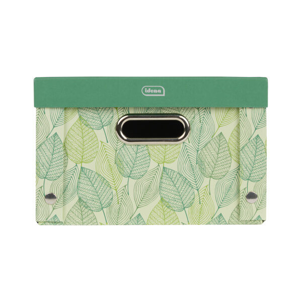 Faltbare Aufbewahrungsbox in Grün aus recyceltem FSC-zertifiziertem Material, Maße 37,5 x 28 x 18 cm