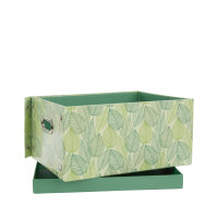 Faltbare Aufbewahrungsbox in Grün aus recyceltem FSC-zertifiziertem Material, Maße 37,5 x 28 x 18 cm