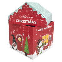 Zweier Set Geschenkboxen in Form von hübschen Häuschen aus FSC-Mix Pappe mit buntem Print und Klappdeckel
