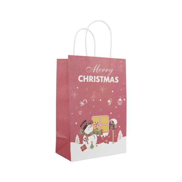 Geschenktasche Merry Christmas in den Maßen 27 x 18 x 10 cm mit festlichem Motiv und FSC-Mix-Zertifizierung
