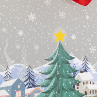 Winterliche Geschenktasche mit Motiv einer verschneiten Landschaft in den Maßen 34,5 x 25 x 8,5 cm aus FSC-Mix zertifiziertem Papier