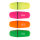 Vier Mini-Textmarker in Neonfarben (Blau, Grün, Gelb, Pink) mit praktischem Kapuzenverschluss