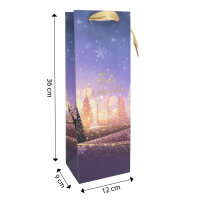 Lila Weihnachtsgeschenktasche aus nachhaltigem FSC-Mix-Papier mit den Maßen 36 x 12 x 9 cm