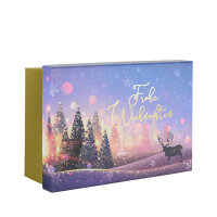 Zweier-Set lila Geschenkboxen für Weihnachten aus FSC Mix Holz mit winterlichem Design