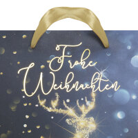 Elegante Geschenktasche für Weihnachten in Schwarz und Gold mit den Maßen 34 x 25 x 9 cm aus FSC-Mix Material