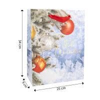 Weiße Geschenktasche Weiße Weihnachten mit den Maßen 34 x 25 x 9 cm und FSC-Mix-Zertifizierung