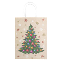 Geschenktasche mit Tannenbaum-Motiv, 33 x 25 x 12 cm groß, FSC-Mix zertifiziert