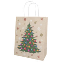 Geschenktasche mit Tannenbaum-Motiv, 33 x 25 x 12 cm groß, FSC-Mix zertifiziert