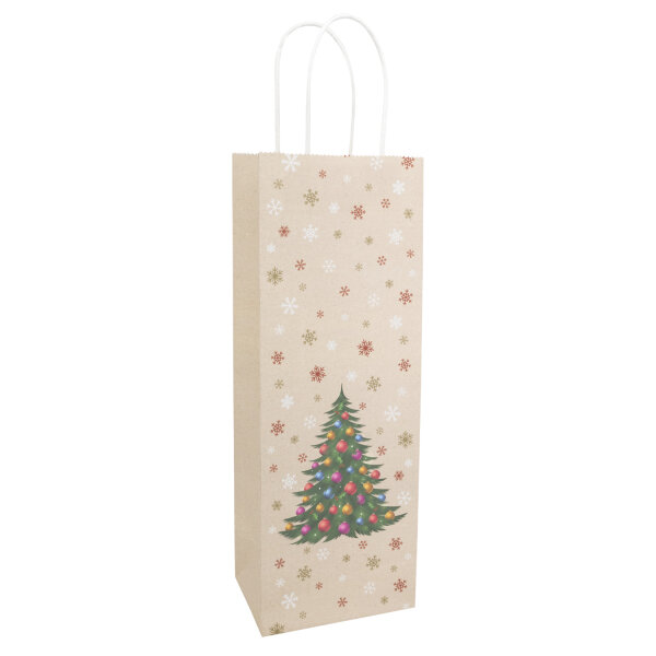 Weihnachtliche Flaschentasche in Tannenbaumform aus FSC-Mix Holz, Maße 36 x 12 x 9 cm