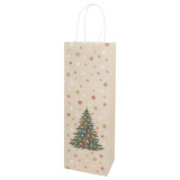 Weihnachtliche Flaschentasche in Tannenbaumform aus FSC-Mix Holz, Maße 36 x 12 x 9 cm