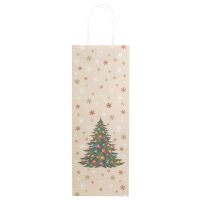 Weihnachtliche Flaschentasche in Tannenbaumform aus FSC-Mix Holz, Maße 36 x 12 x 9 cm