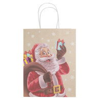 Gemusterte Geschenktasche in Santa-Design mit den Maßen 27 x 21 x 11 cm aus FSC-Mix