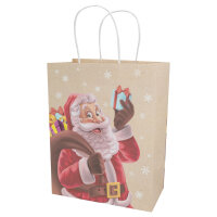 Gemusterte Geschenktasche in Santa-Design mit den Maßen 27 x 21 x 11 cm aus FSC-Mix