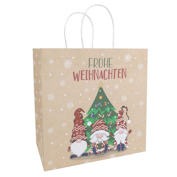 Geschenktasche mit Wichtel-Motiv, 28 x 28 x 15 cm, FSC-Mix zertifiziert