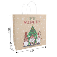 Geschenktasche mit Wichtel-Motiv, 28 x 28 x 15 cm, FSC-Mix zertifiziert
