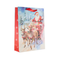Weihnachtliche Geschenktasche mit Santa auf Schlitten...
