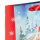 Weihnachtliche Geschenktasche mit Santa auf Schlitten Motiv, Maße 34 x 25 x 9 cm, aus FSC-Mix zertifiziertem Material