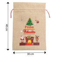 Weihnachtsgeschenksack mit Tannenbaum und Kaminmotiv, 30 x 40 cm groß, perfekt für eine stimmungsvolle Geschenkverpackung