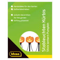Fünf LED-Stableuchten mit Halloween-Kürbis-Motiven für stimmungsvolle Beleuchtung im Herbst