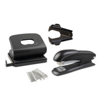 Schreibtisch-Set - 4-teilig, Lochen & Heften, schwarz