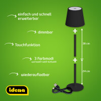 Tischleuchte LED "Touch" - schwarz, 38 cm, für Innen & Außen
