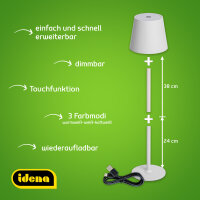 Tischleuchte LED "Touch" - weiß, 38 cm, für Innen & Außen