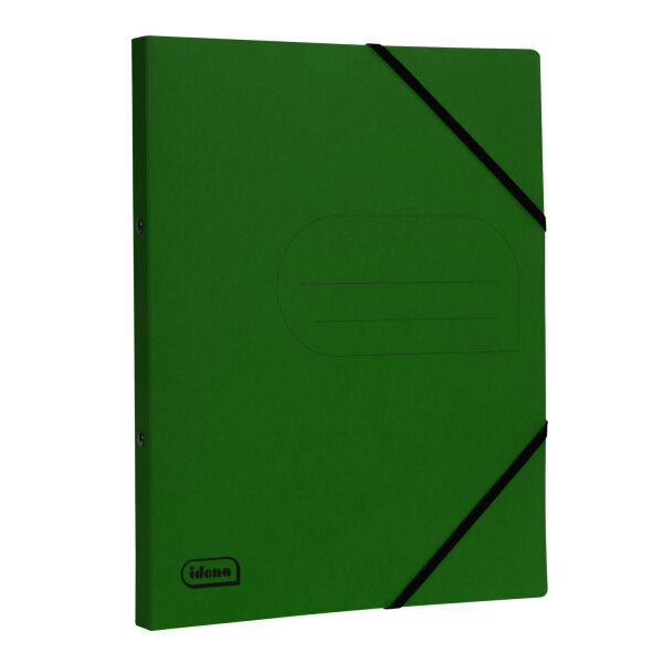 Grünes Ringbuch aus recyceltem Karton mit einer Rückenbreite von 25 cm und FSC-Mix-Zertifizierung