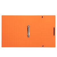 Orangefarbenes Ringbuch aus Eco-Karton mit 25 cm Rückenbreite und FSC-Mix Zertifizierung