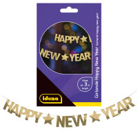 Girlande Happy New Year aus Pappe mit goldenen Buchstaben...