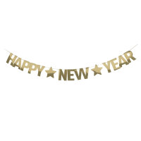 Girlande Happy New Year aus Pappe mit goldenen Buchstaben und Glitzer-Effekt, 3 Meter lang, FSC-Mix zertifiziert