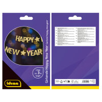 Girlande Happy New Year aus Pappe mit goldenen Buchstaben und Glitzer-Effekt, 3 Meter lang, FSC-Mix zertifiziert