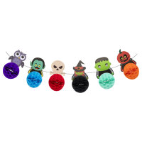 Halloween-Girlande mit Wabenball-Figuren in Grusel-Optik,...