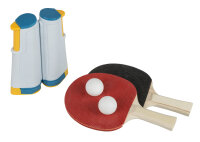 Fünfteiliges Tischtennis-Set mit ausziehbarem Netz, zwei Schlägern und zwei Bällen für schnellen Spielspaß