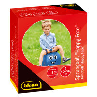 Blauer Sprungball mit lustigem Gesichtsmotiv in 40-50 cm Größe