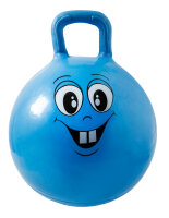 Blauer Sprungball mit lustigem Gesichtsmotiv in 40-50 cm Größe