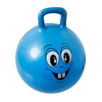 Blauer Sprungball mit lustigem Gesichtsmotiv in 40-50 cm Größe