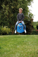 Blauer Sprungball mit lustigem Gesichtsmotiv in 40-50 cm Größe