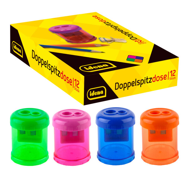 Doppelspitzdose - rund, 4fach sortiert