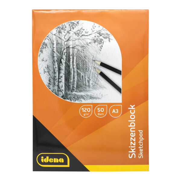 Sketchbook im DIN A3-Format mit 120g/m² und 50 Blatt aus FSC-Mix-Papier