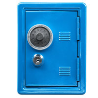 Spartresor - aus Metall, mit Zahlen- &amp; Schl&uuml;sselschloss, blau