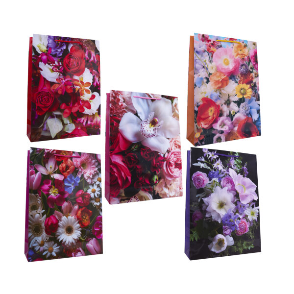 Geschenktasche "classic Blumen" - sortierte Motive, 34 x 25 x 8,5 cm