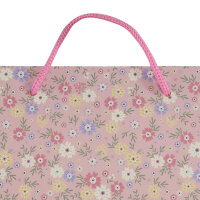 Geschenktasche mit Blumenmuster in Pink, Maße 23 x 18 x 8 cm, FSC Mix zertifiziert